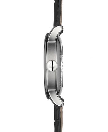 Tissot - Men's Swiss Automatic T-Classic Le Locle Powermatic 80 Black Leather Strap Watch 39.3mm