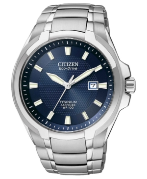 Citizen Men's Eco-Drive Silver-Tone Titanium Bracelet Watch 42mm BM7170-53L