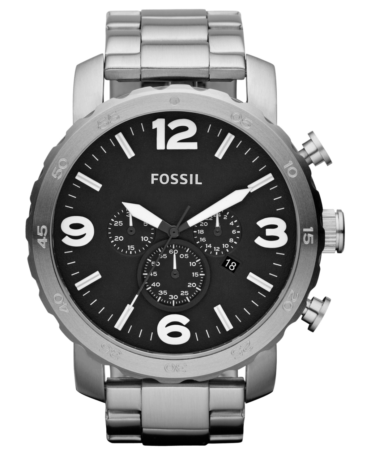 UPC 691464876159 product image for Fossil Men's Chronograph Nate Stainless Steel Bracelet Watch 50mm JR1353 | upcitemdb.com