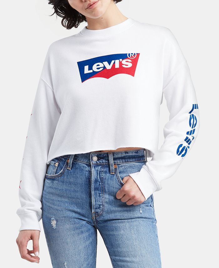 Levi's Cropped Graphic-Print Sweatshirt - Macy's