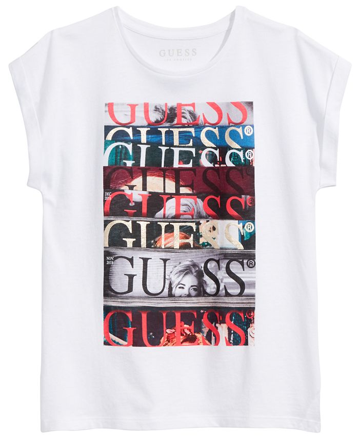 GUESS Big Girls Repeat Magazine T-Shirt - Macy's