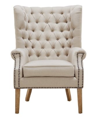 TOV Furniture - Abe Grey Linen Wing Chair