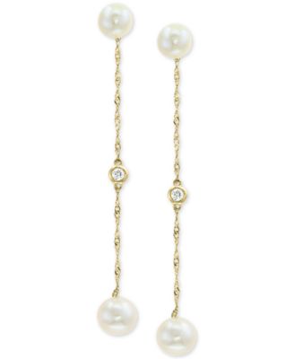 EFFY Collection - Cultured Freshwater Pearl (5 & 6mm) & Diamond Accent Drop Earrings in 14k Gold