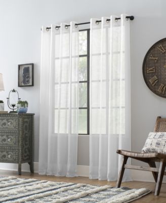 Slub Textured Linen Blend Grommet Top Curtain