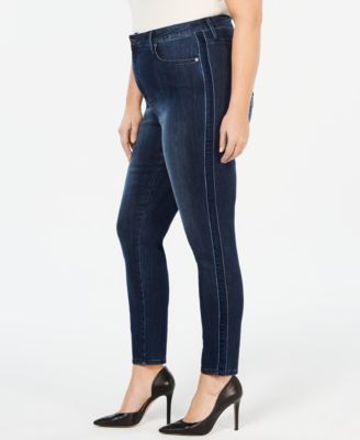 Seven7 Jeans Plus Size Velvet-Stripe Skinny Jeans  