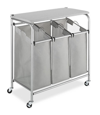 Whitmor 3 Section Rolling Laundry Sorter with Folding Station - Macy's