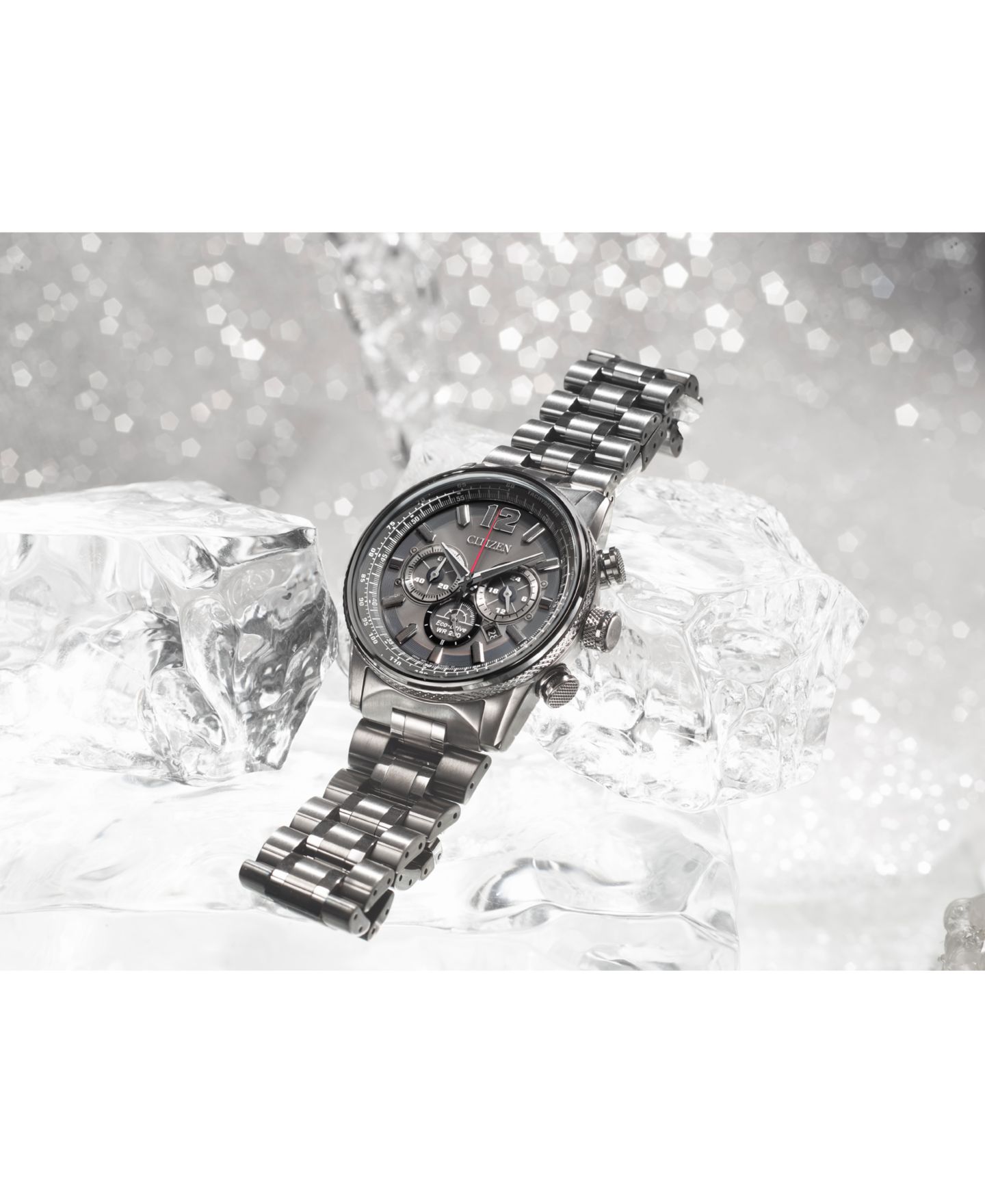 Мужские часы Citizen Eco-Drive Chronograph Nighthawk Gray Stainless Steel Bracelet Watch 43mm — фото 2