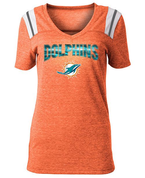 5th Ocean Women S Miami Dolphins Shoulder Stripe Foil T Shirt