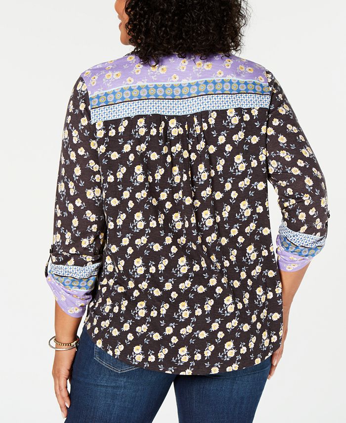 Style & Co Plus Size Mixed Print T-Shirt