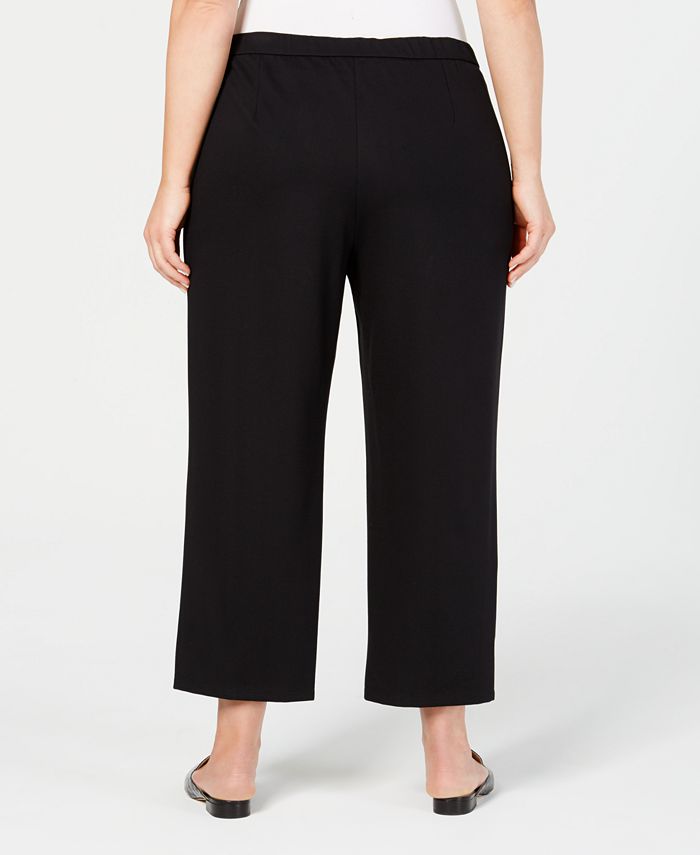 Eileen Fisher Plus Size Ponte Drawstring-Waist Ankle Pants - Macy's