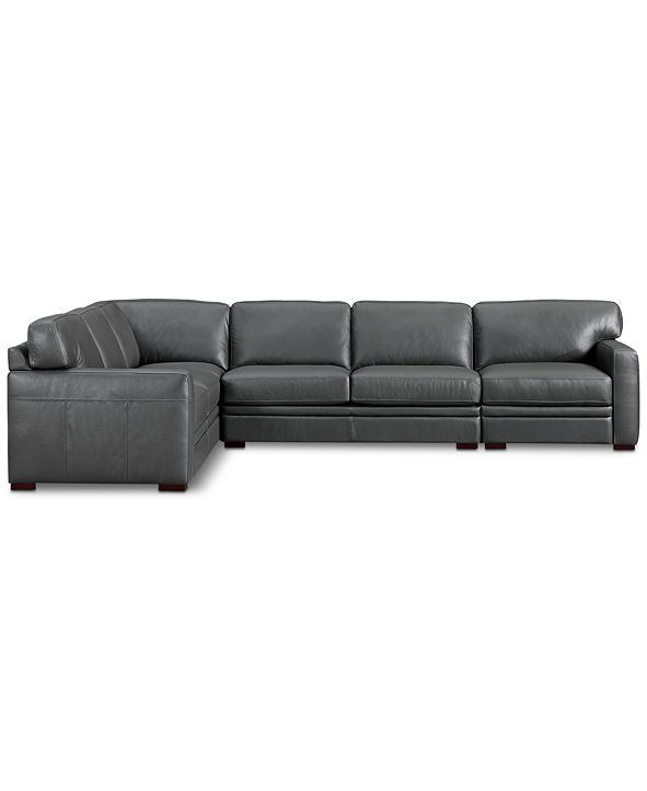 Furniture Avenell 3Piece Leather Sectional Sofa with Chair, Created