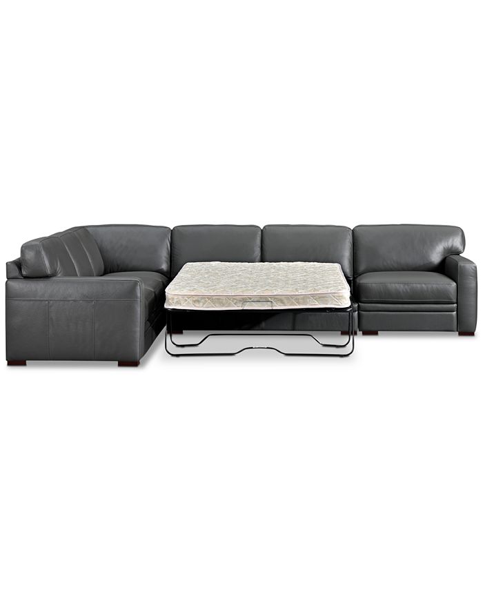 Furniture - Avenell 3-Pc. Leather Sleeper Sectional with Chair