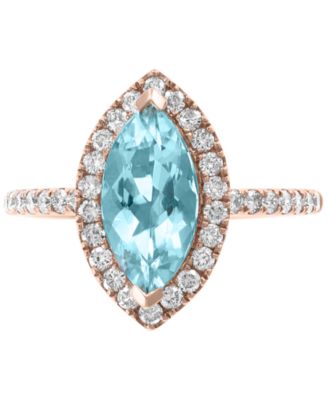 EFFY Collection - Aquamarine (1-1/3 ct. t.w.) & Diamond (3/8 ct. t.w.) Ring in 14k Rose Gold