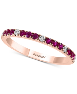 image of Effy Certified Ruby (1/4 ct. t.w.) and Diamond (1/10 ct. t.w.) Band in 14K Rose Gold