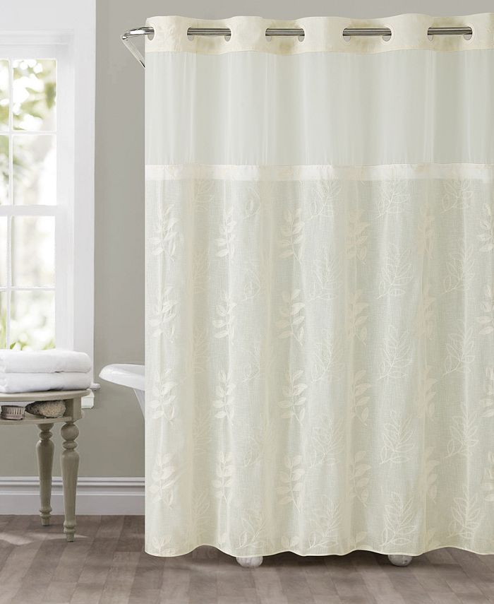 Hookless Palm Leaves 3 In 1 Shower, Hookless Palm Leaf Shower Curtain