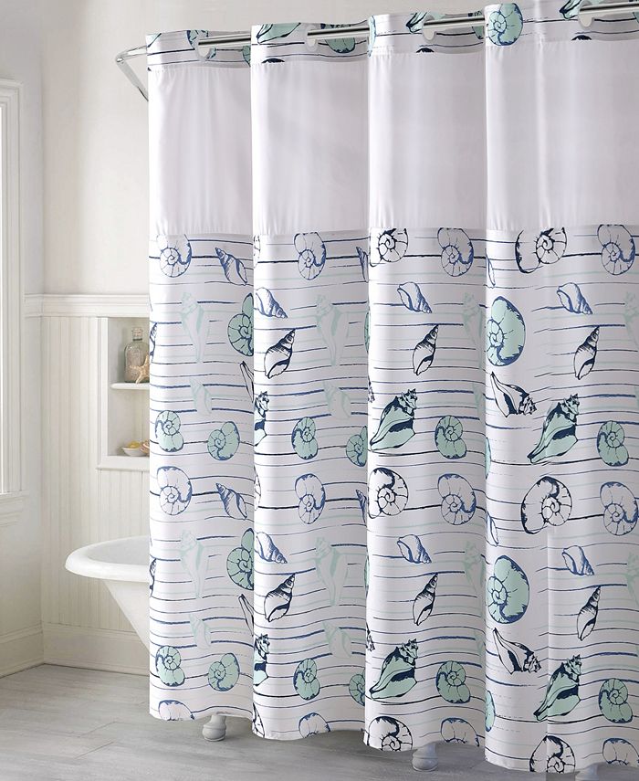 Hookless Seashell Stripe Print 3-in-1 Shower Curtain - Macy's