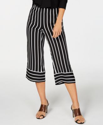 striped wide leg cropped pants