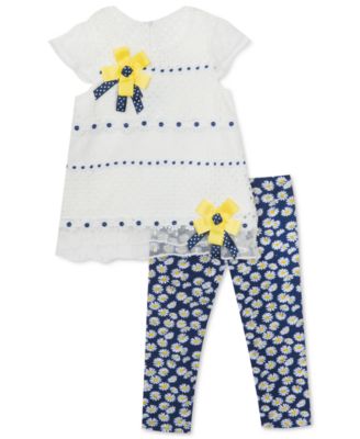 Rare Editions - Baby Girls 2-Pc. Lace & Mesh Top & Leggings Set
