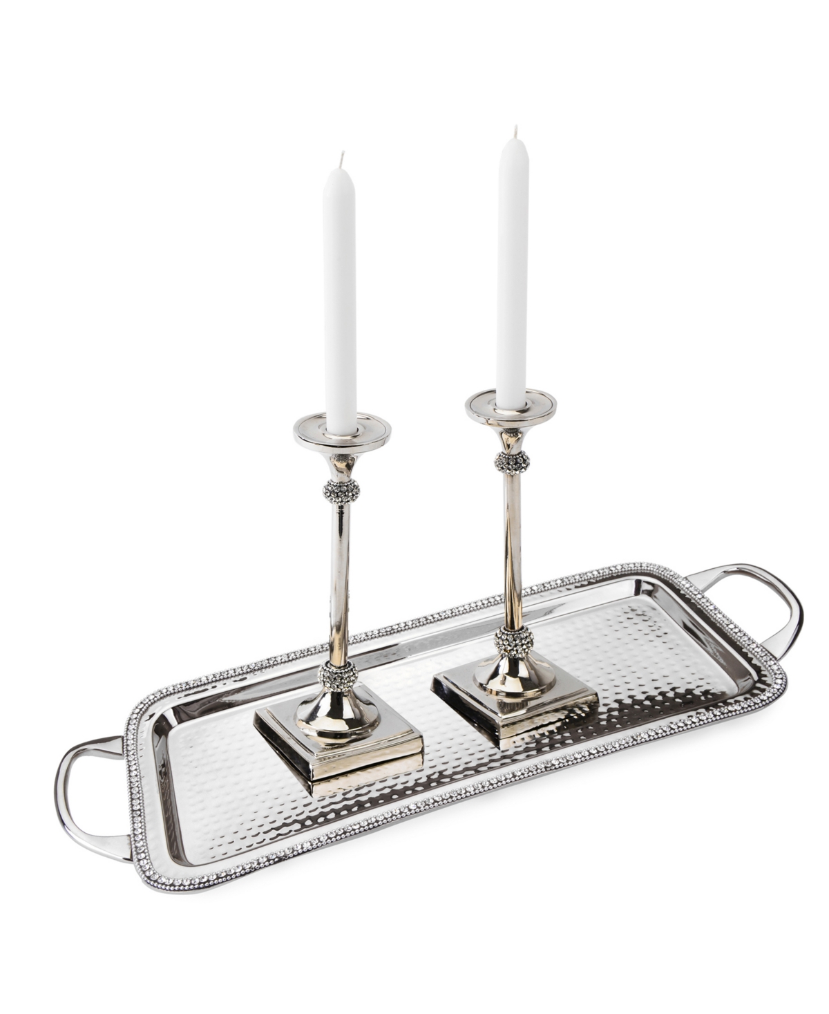 Classic Touch Stainless Steel Handled Serving Tray with Diamonds-20