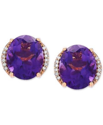 Amethyst (3-1/5 ct. t.w.) & Diamond Accent Stud Earrings in 14k Gold