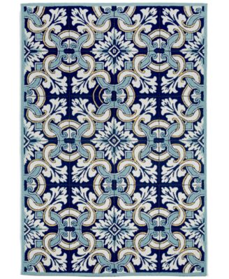 Liora Manne' - Ravella 2253 Floral Tile Blue 3'6" x 5'6" Indoor/Outdoor Area Rug