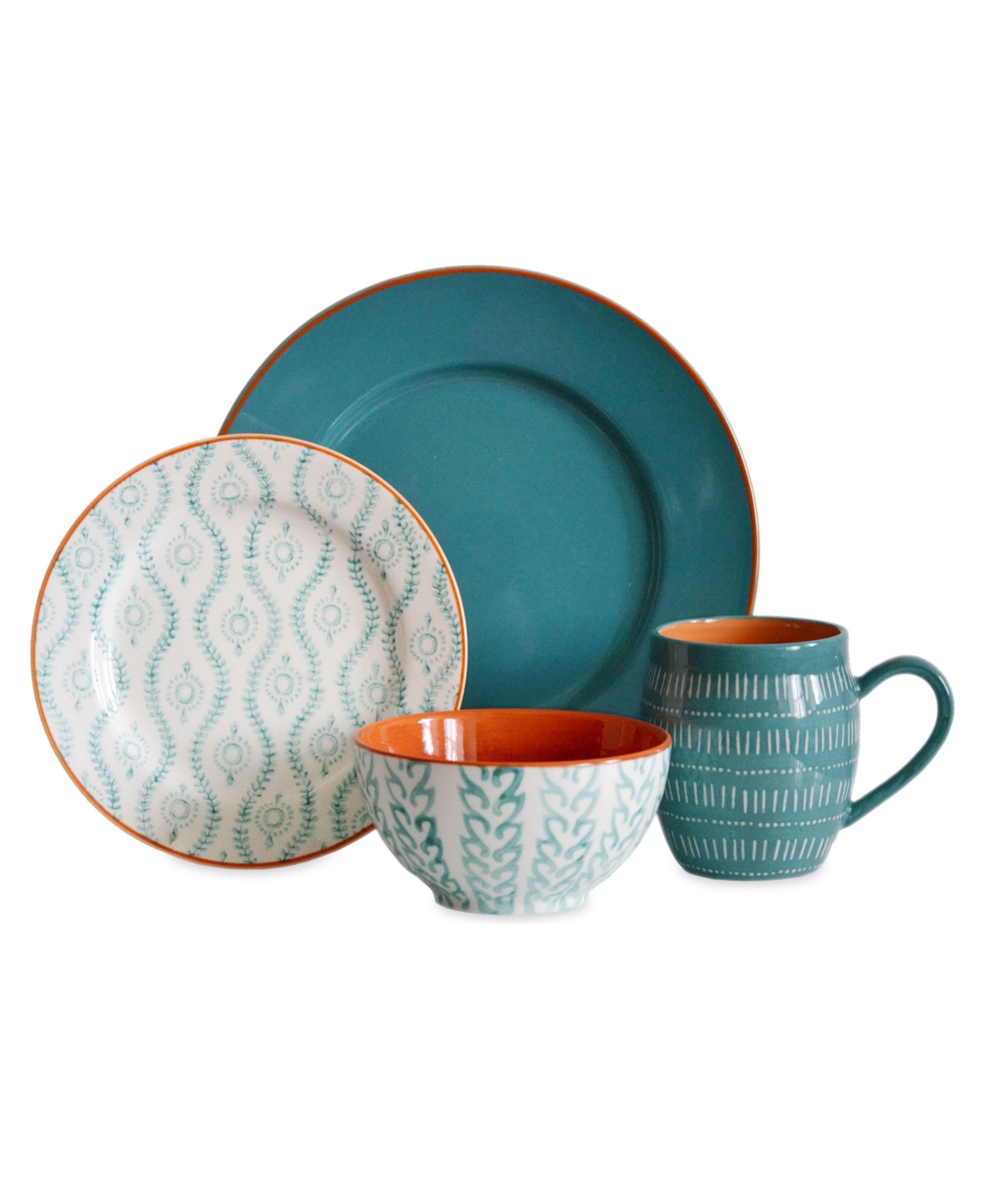 Tangiers 16 Piece Dinnerware Set, Service for 4 - Turquoise