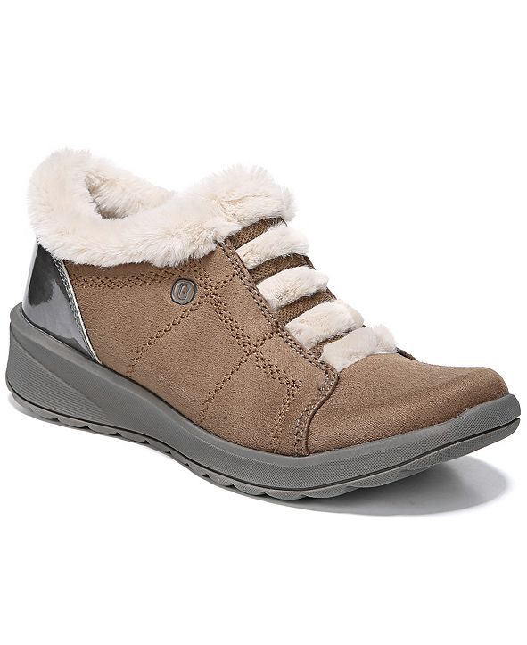bzees golden fur trim washable slip on sneakers