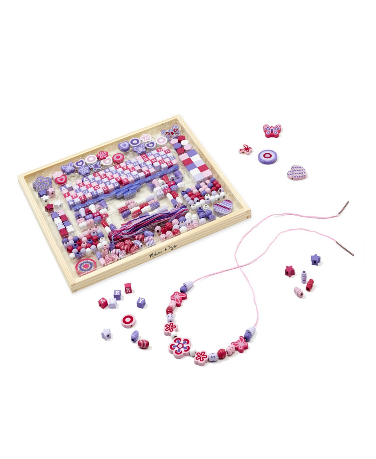 Melissa & Doug Kids'  Deluxe Collection Wooden Bead Set With 340+ Beads For Jewelry-making In Multi