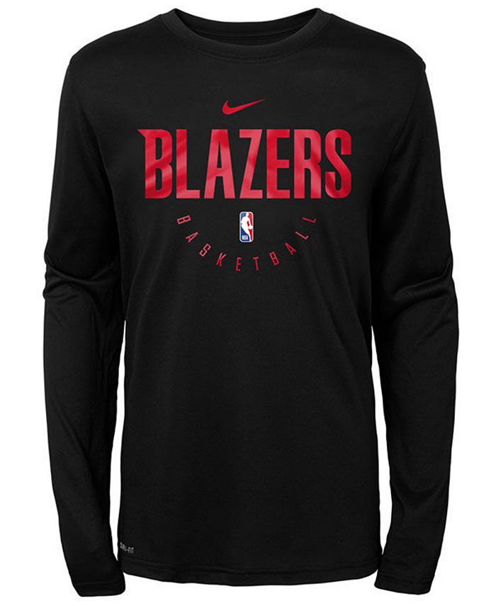 Nike Portland Trail Blazers Long Sleeve Practice T-Shirt, Big Boys (8 ...