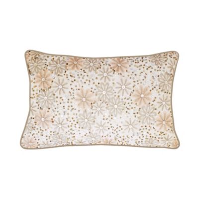 Celebrations Pillow Allover Beading and Sequins Floral with Metallic Flange