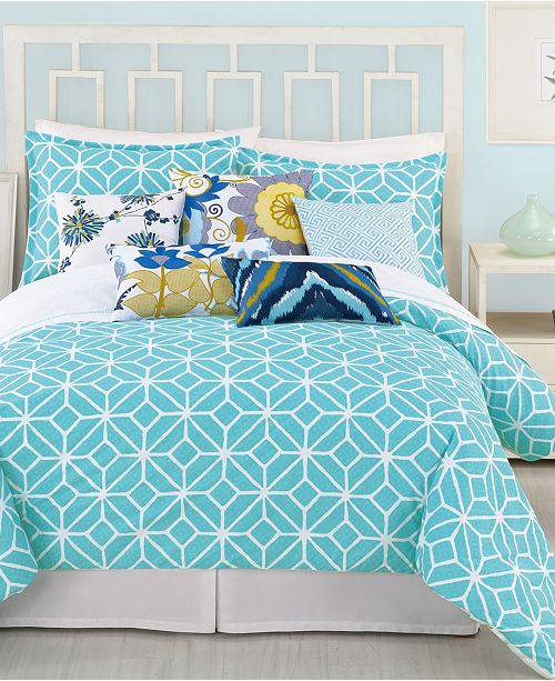 Trina Turk Closeout Trellis Turquoise Comforter And Duvet Cover