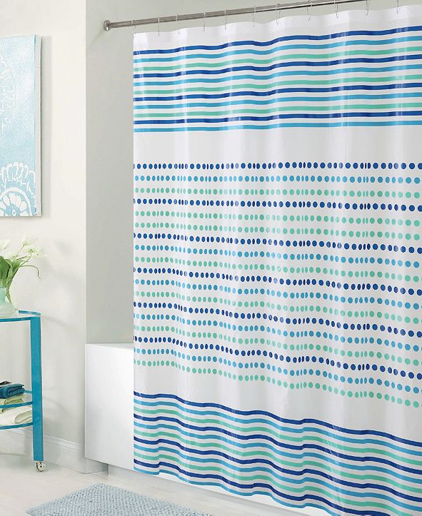Bath Bliss Shower Curtain in Blue & Green Dot Design & Reviews Home