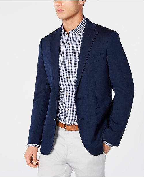 Cole Haan Men S Grand Os Wearable Technology Slim Fit Stretch Navy Textured Blazer Reviews Blazers Sport Coats Men Macy S