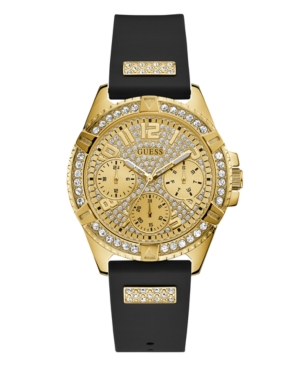 image of Guess Black Silicone Glitz Watch 40MM, Created for Macy-s