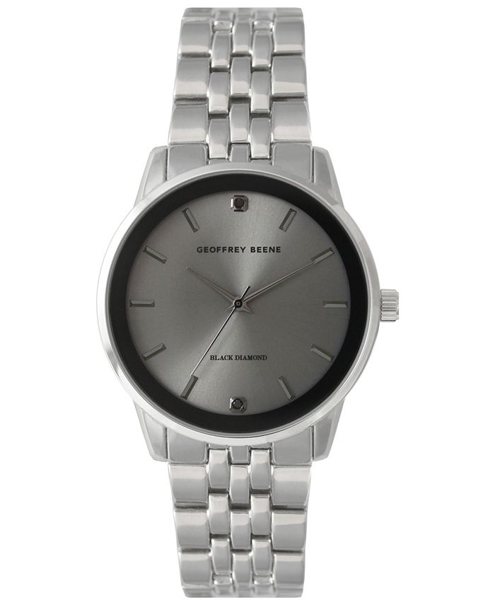 Geoffrey Beene Genuine Black Diamond Dial Bracelet Watch - Macy's