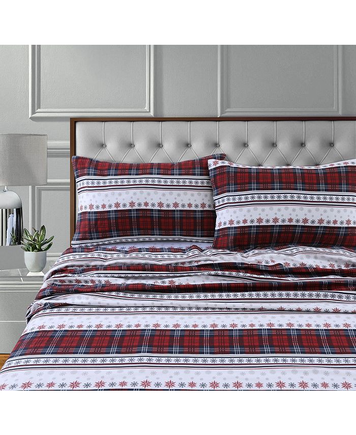 Tribeca Living Comfy Stripe 170Gsm Cotton Flannel Printed Extra Deep