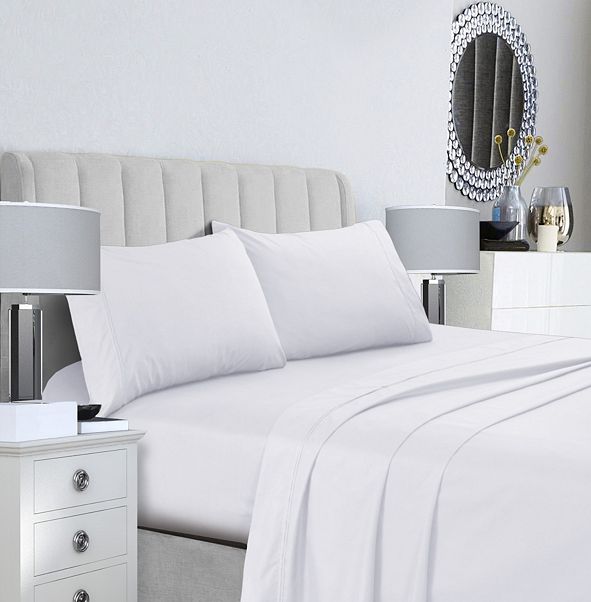 Tribeca Living 400 Thread Count Cotton Percale Extra Deep Pocket Queen