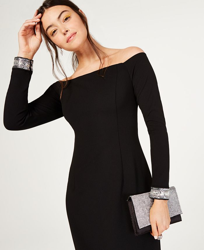 Vince Camuto Long Sleeve Off The Shoulder Gown Macys 