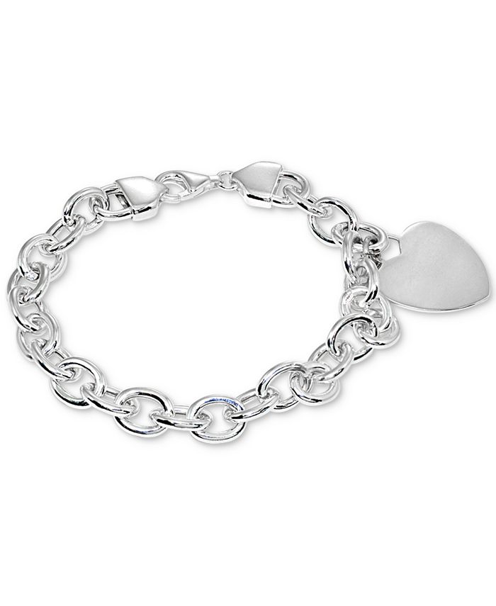 Giani Bernini Heart Charm Tag Bracelet in Sterling Silver, Created for ...