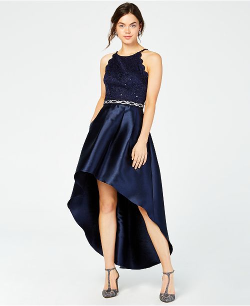 BCX Juniors Women's  Asymmetrical-Hem Rhinestone Dress Blue Size Medium