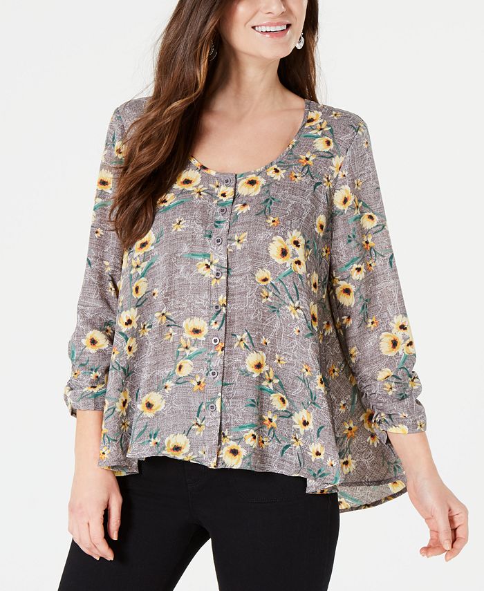 Style & Co Floral-Print Swing Blouse, Created for Macy's - Macy's