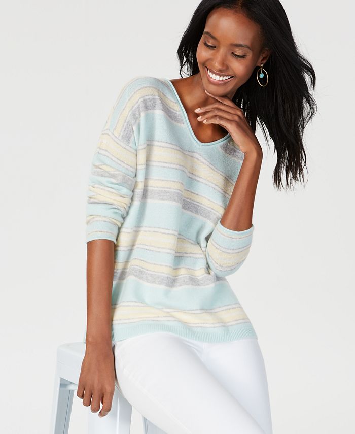 Charter Club Cashmere Striped Sweater, Created for Macy's & Reviews ...