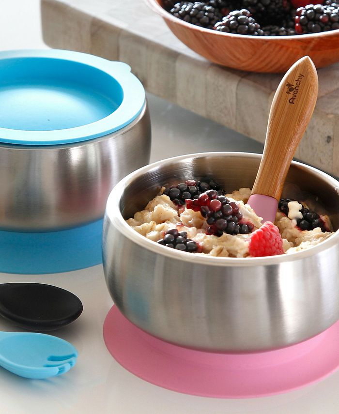 Avanchy Stainless Steel Suction Baby Bowl with Lid Macy's