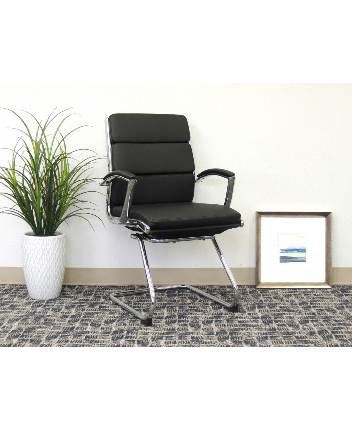 Boss Office Products Executive CaressoftPlus Guest Chair with Chrome Finish