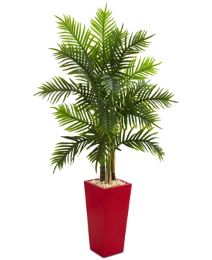 Nearly Natural 55' Areca Palm Artificial Tree in Red Planter