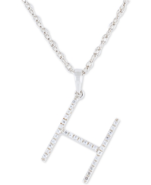 image of Diamond (1/10 ct. t.w.) Initial Pendant Necklace in 10k White Gold, 16