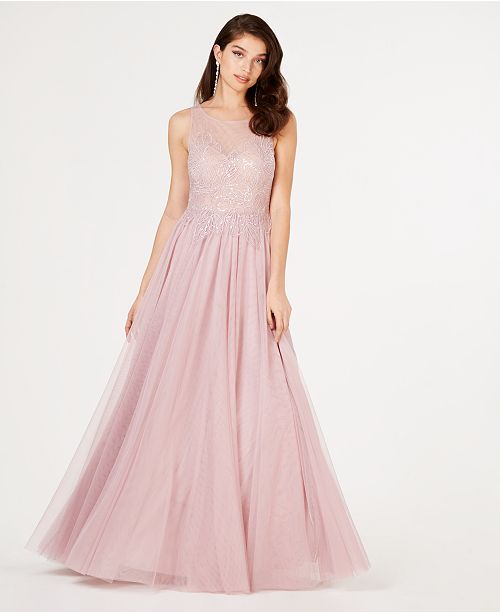 Say Yes to the Prom Juniors&#39; Sequined Flower Ballgown, Created for Macy&#39;s & Reviews - Dresses ...