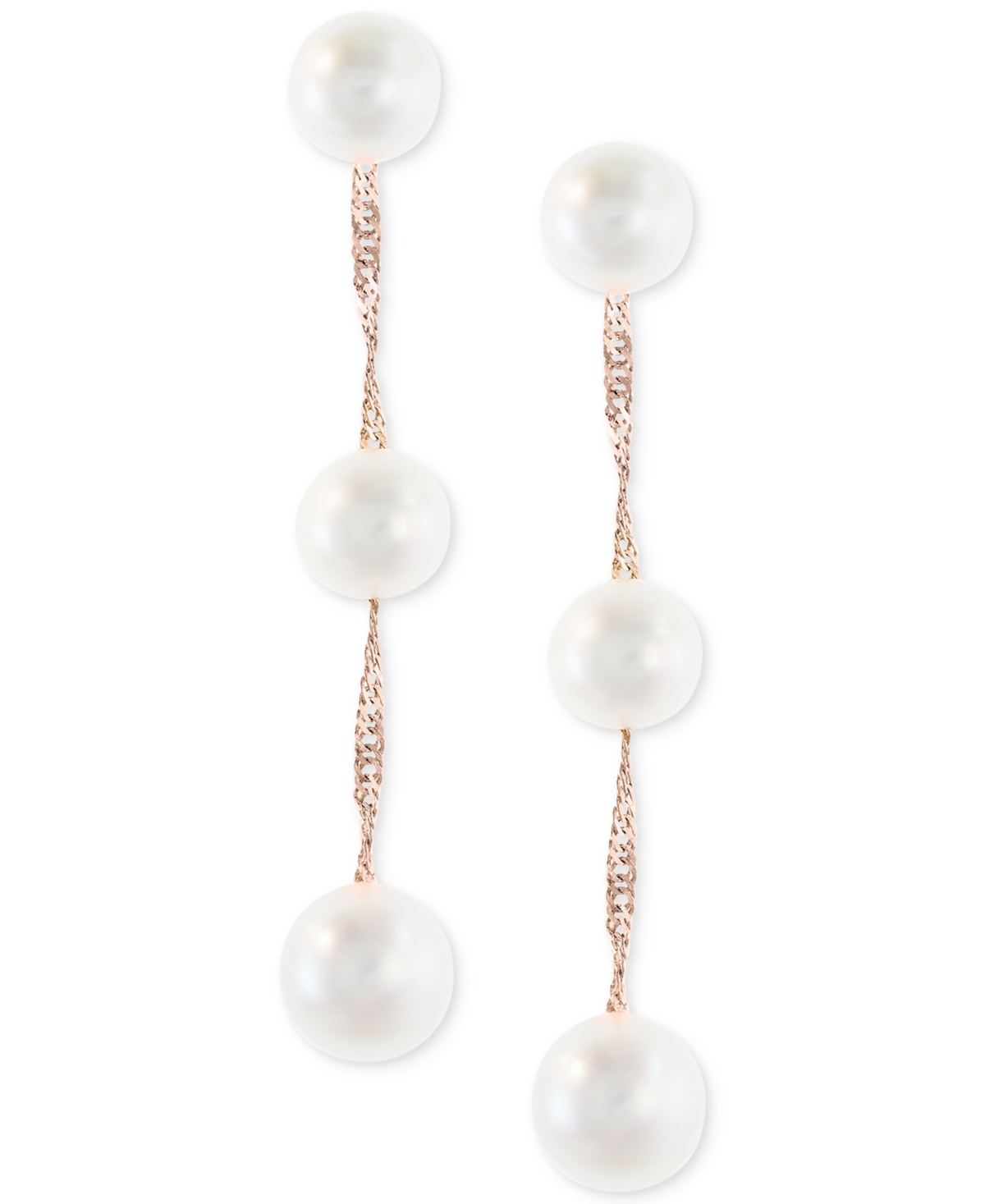 Effy Cultured Freshwater Pearl Triple Drop Earrings in 14k Yellow, White or(5mm) - Rose Gold