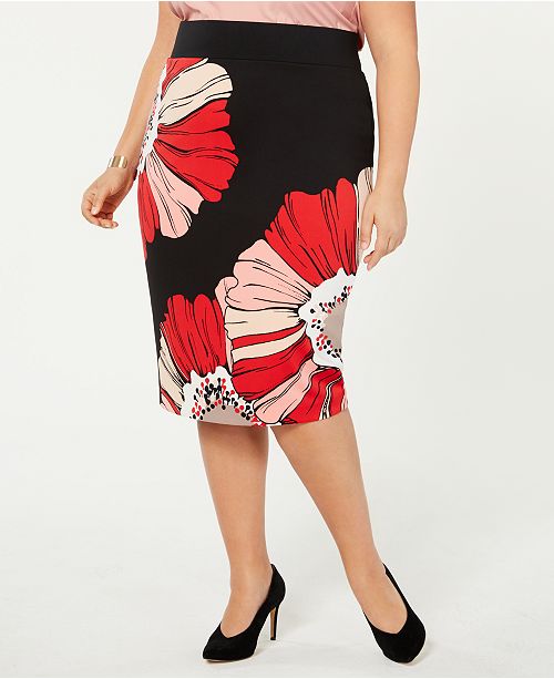 Alfani Plus Size Printed Pencil Skirt, Created for Macy's - Skirts ...