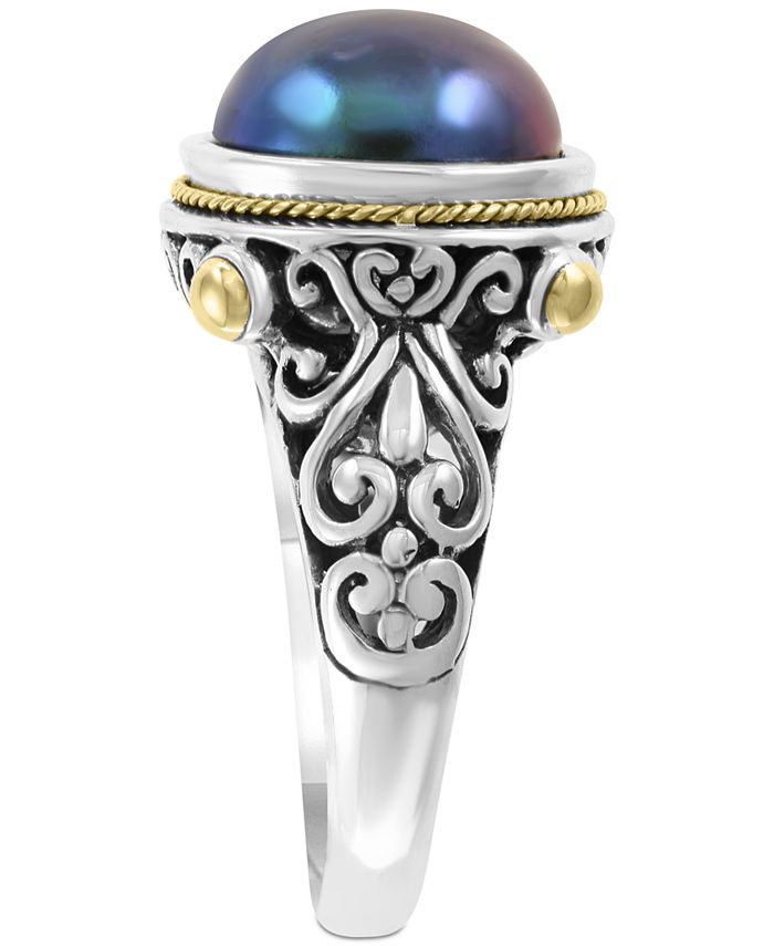 EFFY Collection - Dyed Cultured Freshwater Pearl (12mm) Ring in Sterling Silver & 18k Gold Over Silver